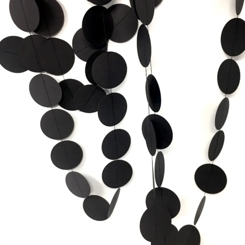 Black Dark Grey Round Paper Large Circle Party Halloween Extra Long Garland